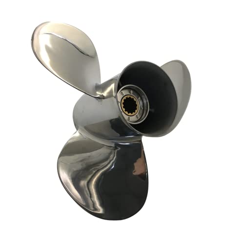 Captain Propeller 10 3/8X13 Fit Mercury Outboard Engine 25hp 30hp 35hp 40hp 45hp 48hp 50hp 55hp 60hp 70hp 75hp 13 Tooth Spline Steel Stainless