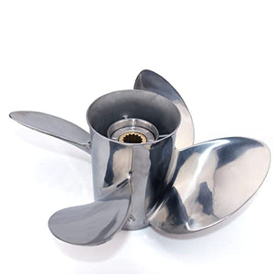 CAPTAIN 4 Blades Stainless Steel Boat Propeller fit Mercury, 13 Diameter x 19 Pitch, 15 Spline Tooth Outboard Engines Motor Prop, OEM RH Propellers for 40 50 70 Force 75 80 90 100 115 125 140 HP