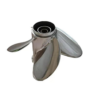 CAPTAIN 4 Blade Propeller fit Evinrude Johnson Outboard Engine 40-75hp 13 Tooth Spline Steel Stainless for 48 50 55 60 HP 2 Cyl. 75 HP 3 Cyl. Sprint Formula E Boat Props