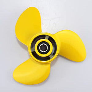 CAPTAIN Illuminating Yellow Propeller Replace for Mercury TOHATSU 4-6 HP Outboard, Boat Prop fit MFS 4 5 6C, M4C M5B 6 HP Outboard, Aluminum OEM Propellers