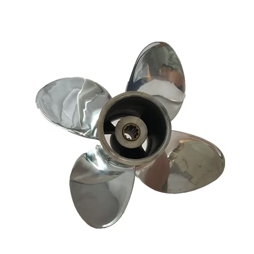 CAPTAIN 4 Blade Propeller Fit Evinrude/Johnson Outboard Engine 15hp 20hp 25hp 30hp 35hp 14 Tooth Spline Steel Stainless