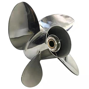 CAPTAIN 4 Blade Propeller fit Evinrude Johnson Outboard Engine 40-75hp 13 Tooth Spline Steel Stainless for 48 50 55 60 HP 2 Cyl. 75 HP 3 Cyl. Sprint Formula E Boat Props