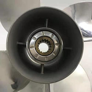 CAPTAIN 4 Blade Propeller fit Evinrude Johnson Outboard Engine 40-75hp 13 Tooth Spline Steel Stainless for 48 50 55 60 HP 2 Cyl. 75 HP 3 Cyl. Sprint Formula E Boat Props