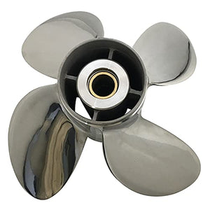 CAPTAIN 4 Blade Steel Stainless Propeller Fit Evinrude Johnson Outboard Engine, for 90-140hp 15 Tooth Spline RH, Commercial, E-TEC,Pleasure 2&3 Cyl. Pontoon Series 115 90 HP 4 Stroke