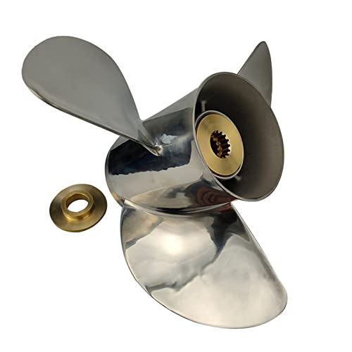 CAPTAIN Propeller fit Evinrude Johnson Outboard Engine 40hp-140hp 13 Tooth Spline Steel Stainless Props for 45 50 55 60 E-TEC 60HP 3 Cyl 65 70 75 90 100 115 135 HP Outboart