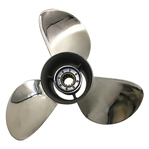 CAPTAIN Propeller 9 7/8x13 Fit Yamaha Outboard Engine 20hp 25hp f25hp 30hp 10 Tooth Spline 664-45949-02-EL Stainless Steel