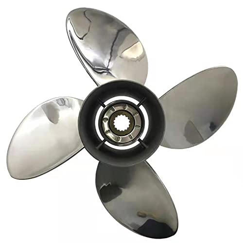 CAPTAIN 4 Blade Propeller fit Evinrude Johnson Outboard Engine 40-75hp 13 Tooth Spline Steel Stainless for 48 50 55 60 HP 2 Cyl. 75 HP 3 Cyl. Sprint Formula E Boat Props