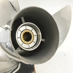 CAPTAIN Propeller 13x17 Fit Yamaha Outboard Engine t50 60hp t60 70hp f70 75hp f75 80hp f80 85hp 90hp f90 f100 115hp F115 130hp 15 Tooth Spline 6L6-45930-02-98 Stainless Steel Left-Hand Rotation