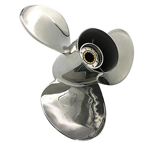 CAPTAIN Propeller 10 1/2x13 Fit Yamaha Outboard Engine t25hp f30 40hp 48hp 50hp f40 f50 55hp 60hp f60 15 Tooth Spline Stainless Steel