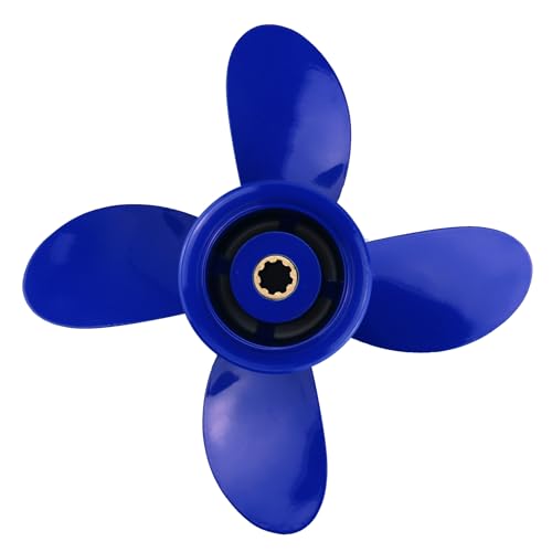 CAPTAIN Propeller Suitable for Yamaha 9.9HP F9.9 15HP F15C F15 F20 4-Stroke Outboard - 4 Blades, 8 Spline Teeth, 9 1/4x10 Pitch - Blue