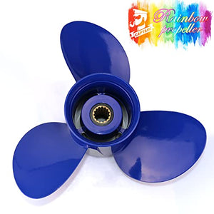 CAPTAIN Outboard Propeller Replace for Mercury 40-140 HP, 3-Blade 13 1/4" x 17" Pitch Aluminium Boat Propellers, OEM No.48-8M8026590, 15 Tooth Splines, RH (Reflex Blue)