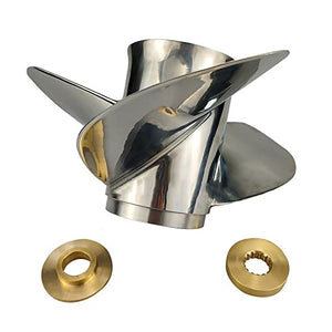 CAPTAIN Propeller fit Evinrude Johnson Outboard Engine 40hp-140hp 13 Tooth Spline Steel Stainless Props for 45 50 55 60 E-TEC 60HP 3 Cyl 65 70 75 90 100 115 135 HP Outboart