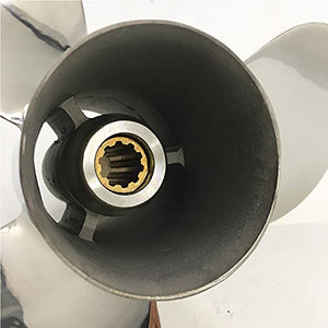 CAPTAIN Propeller 9 7/8x13 Fit Yamaha Outboard Engine 20hp 25hp f25hp 30hp 10 Tooth Spline 664-45949-02-EL Stainless Steel