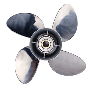 CAPTAIN 4 Blades Stainless Steel Boat Propeller fit Mercury, 13 Diameter x 19 Pitch, 15 Spline Tooth Outboard Engines Motor Prop, OEM RH Propellers for 40 50 70 Force 75 80 90 100 115 125 140 HP