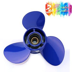 CAPTAIN Outboard Propeller Replace for Mercury 40-140 HP, 3-Blade 13 1/4" x 17" Pitch Aluminium Boat Propellers, OEM No.48-8M8026590, 15 Tooth Splines, RH (Reflex Blue)