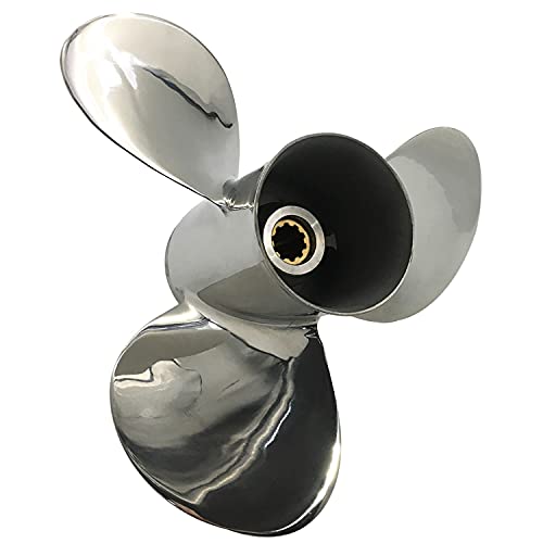 CAPTAIN Propeller 9 7/8x13 Fit Yamaha Outboard Engine 20hp 25hp f25hp 30hp 10 Tooth Spline 664-45949-02-EL Stainless Steel