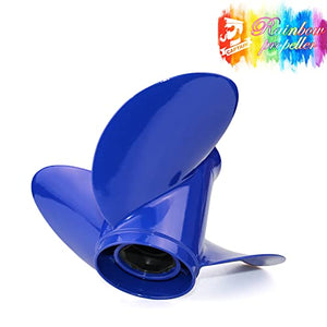 CAPTAIN Outboard Propeller Replace for Mercury 40-140 HP, 3-Blade 13 1/4" x 17" Pitch Aluminium Boat Propellers, OEM No.48-8M8026590, 15 Tooth Splines, RH (Reflex Blue)