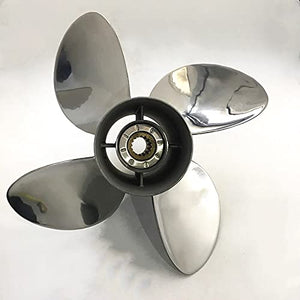 CAPTAIN Propeller 13x19 Fit Yamaha Outboard Engine t50 60hp t60 70hp f70 75hp f75 80hp f80 85hp 90hp f90 f100 115hp F115 130hp 15 Tooth Spline Left-Hand 4 Blade Stainless Steel