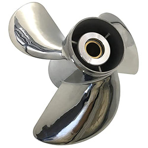 CAPTAIN Propeller 13x17 Fit Yamaha Outboard Engine t50 60hp t60 70hp f70 75hp f75 80hp f80 85hp 90hp f90 f100 115hp F115 130hp 15 Tooth Spline 6L6-45930-02-98 Stainless Steel Left-Hand Rotation