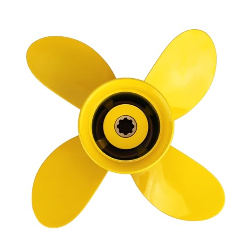 CAPTAIN Rainbow Propeller Suitable for Yamaha 9.9HP F9.9 15HP F15C F15 F20 4-Stroke Outboard - 4 Blades, 8 Spline Teeth, 9 1/4x10 Pitch - Yellow