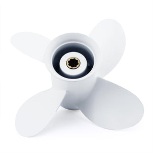 CAPTAIN Propeller Suitable for Yamaha 9.9HP F9.9 15HP F15C F15 F20 4-Stroke Outboard - 4 Blades, 8 Spline Teeth, 9 1/4x10 Pitch - White