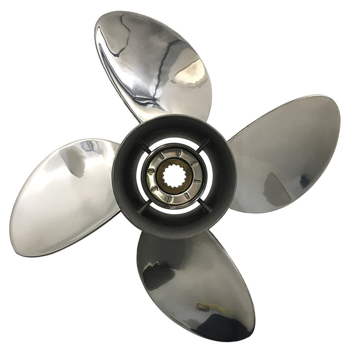 CAPTAIN Propeller 13x19 Fit Yamaha Outboard Engine t50 60hp t60 70hp f70 75hp f75 80hp f80 85hp 90hp f90 f100 115hp F115 130hp 15 Tooth Spline 4 Blade Stainless Steel