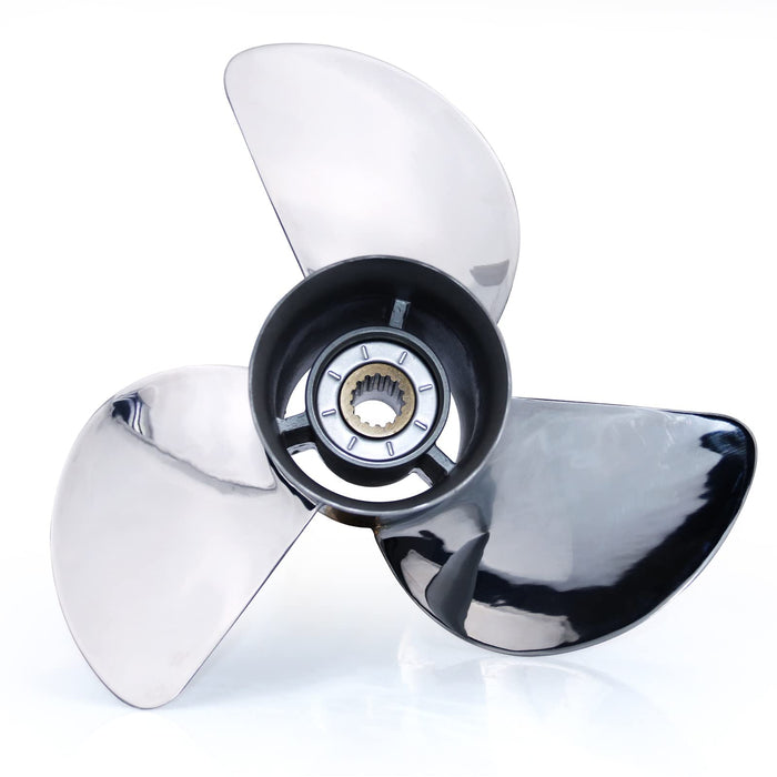 CAPTAIN Propeller 13 1/2x15 Fit Yamaha Outboard Engine t50 60hp t60 70hp f70 75hp f75 80hp f80 85hp 90hp f90 f100 115hp F115 130hp 15 Tooth Spline 6E5-45947-00-EL Stainless Steel