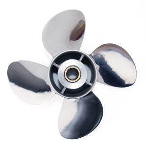 CAPTAIN 4 Blades Stainless Steel Outboard Propeller, 13 Diameter x 19 Pitch fit Yamaha 115 T 50 60 70 75 80 85 90 100 F115 130 HP Engines, 15 Spline Tooth Boat Prop, RH Propellers