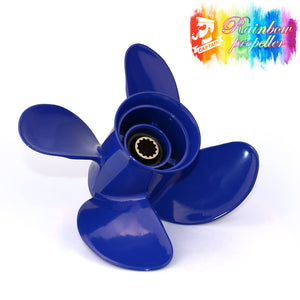 CAPTAIN Outboard Propeller Replace for Mercury 25-60 HP, 4-Blade 10.3" x 13" Pitch Aluminium Boat Propellers, OEM No.48-8M8026630, 13 Tooth Splines, RH (Ocean Blue)