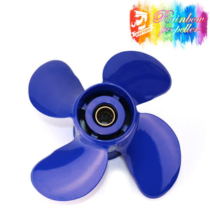 CAPTAIN Outboard Propeller Replace for Mercury 25-60 HP, 4-Blade 10.3" x 13" Pitch Aluminium Boat Propellers, OEM No.48-8M8026630, 13 Tooth Splines, RH (Ocean Blue)