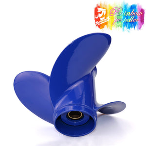 CAPTAIN Outboard Propeller Replace for Mercury 25-70 HP, 3-Blade 10 3/8" x 14" Pitch Aluminium Boat Propellers, OEM No.48-816706A45, 13 Tooth Splines, RH (Reflex Blue)