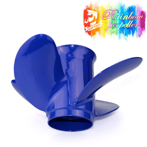 CAPTAIN Outboard Propeller Replace for Mercury 25-60 HP, 4-Blade 10.3" x 13" Pitch Aluminium Boat Propellers, OEM No.48-8M8026630, 13 Tooth Splines, RH (Ocean Blue)