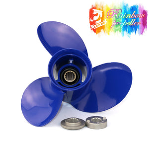 CAPTAIN Outboard Propeller Replace for Mercury 25-70 HP, 3-Blade 10 3/8" x 14" Pitch Aluminium Boat Propellers, OEM No.48-816706A45, 13 Tooth Splines, RH (Reflex Blue)