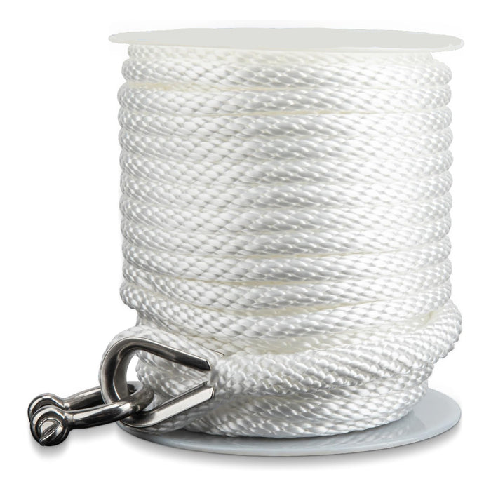 Anchor Rope Braided Anchor Line White 3/8x100 Premium Solid Braid MFP Boat Rope